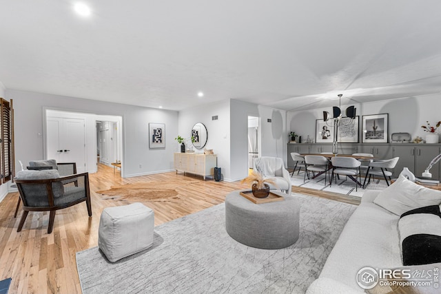 living room with light wood-type flooring