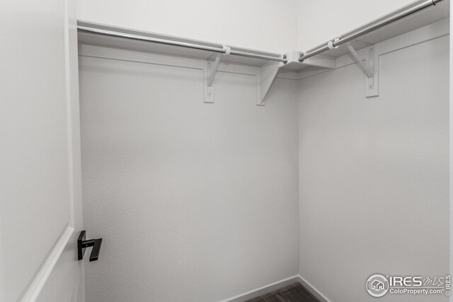 hallway with dark hardwood / wood-style floors