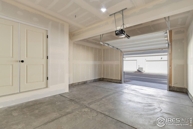 garage with a garage door opener