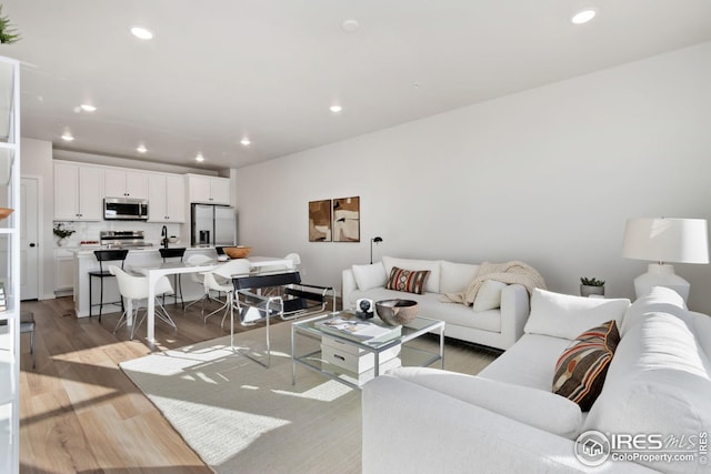living room featuring light hardwood / wood-style floors