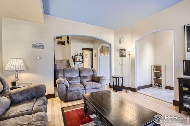 living room featuring light hardwood / wood-style flooring