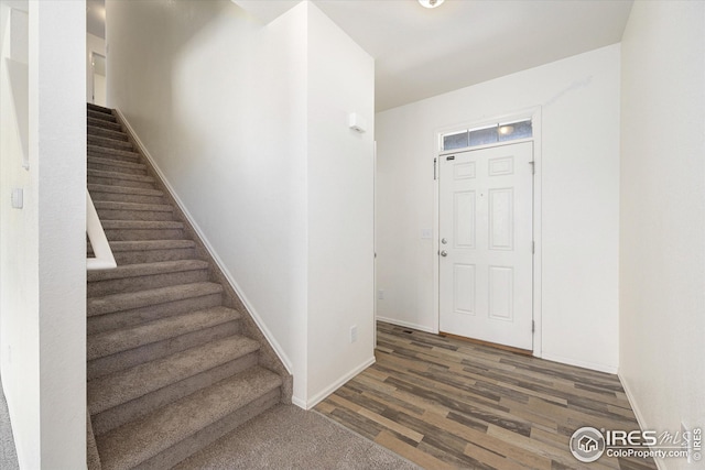 foyer entrance with dark wood-type flooring