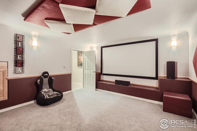 view of carpeted home theater