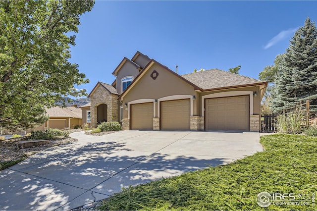 view of front of house with a garage