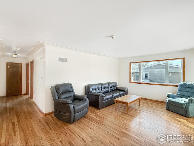 living room featuring light wood-type flooring