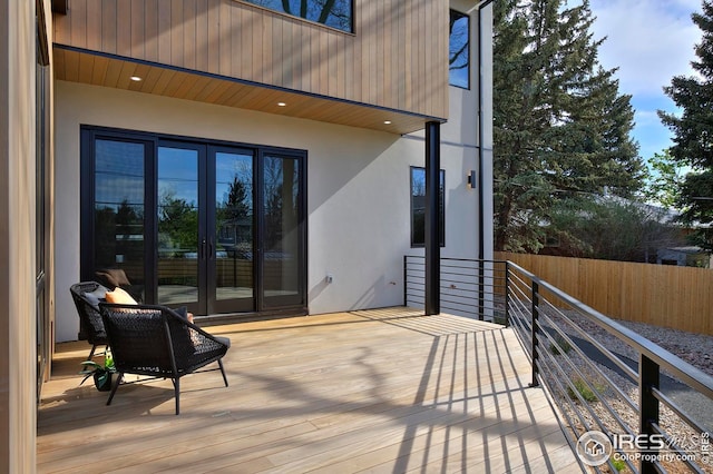 view of yard with a deck with mountain view