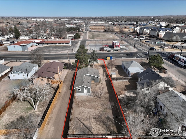 bird's eye view with a residential view