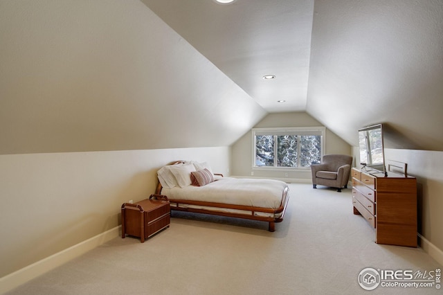 8400 Middle Fork Rd, Boulder, CO 80302 - bedroom featuring lofted ceiling, baseboards, and light colored carpet
