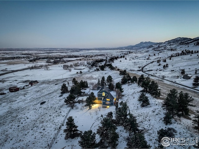 8400 Middle Fork Rd, Boulder, CO 80302 - snowy aerial view featuring a mountain view