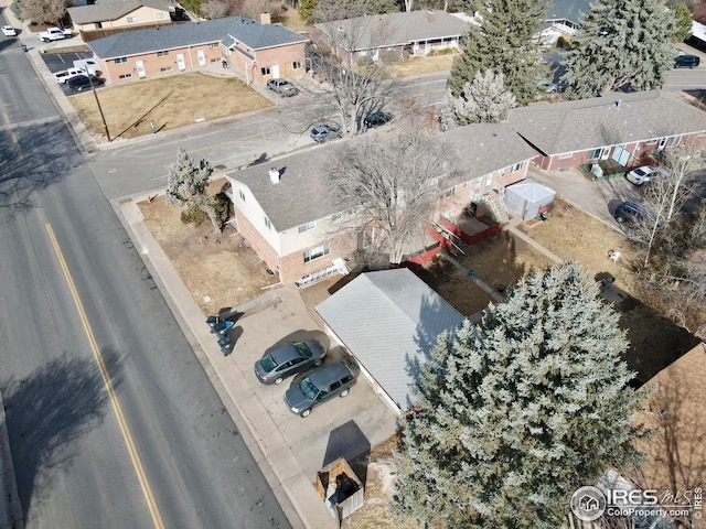 drone / aerial view with a residential view