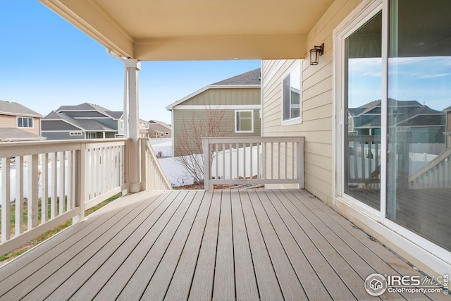 deck with a residential view