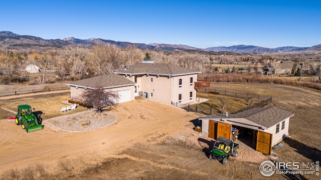 aerial view with a mountain view