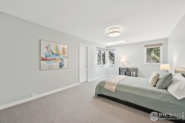 503 Kalmia Ave, Boulder, CO 80304 - carpeted bedroom featuring a skylight and baseboards