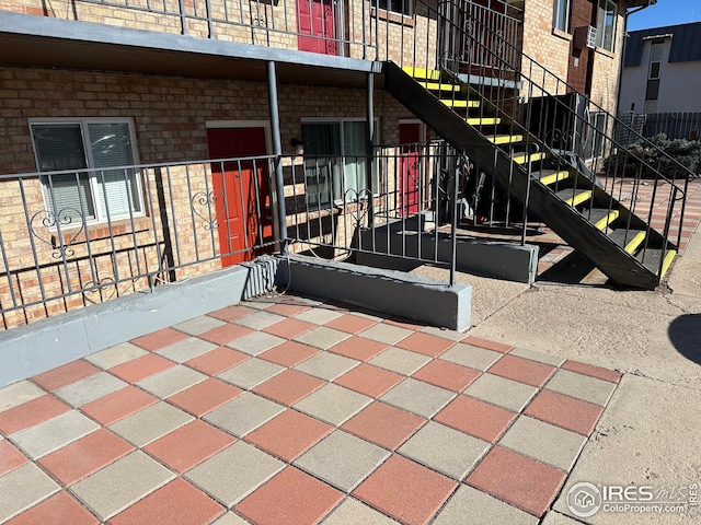 view of patio / terrace with stairway