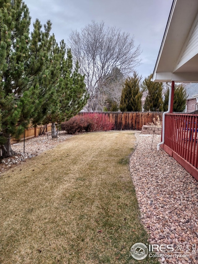 view of yard featuring a fenced backyard