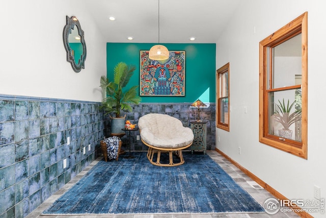 living area featuring recessed lighting