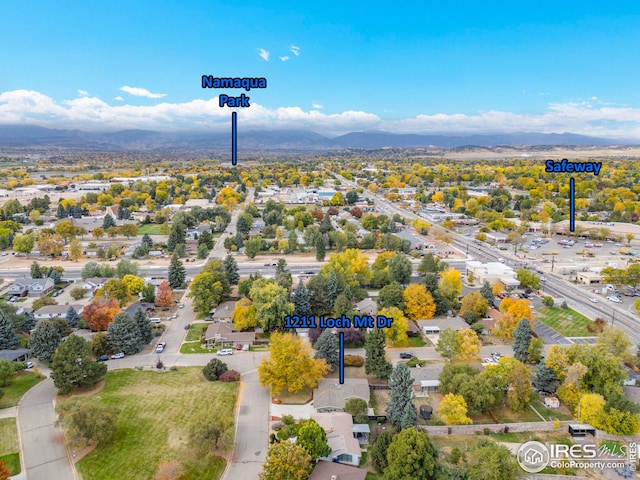 aerial view featuring a mountain view