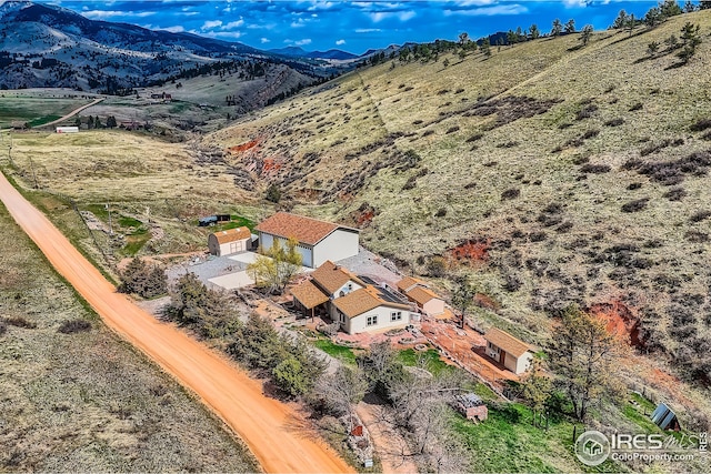 aerial view with a mountain view