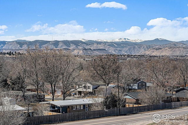 property view of mountains featuring a residential view