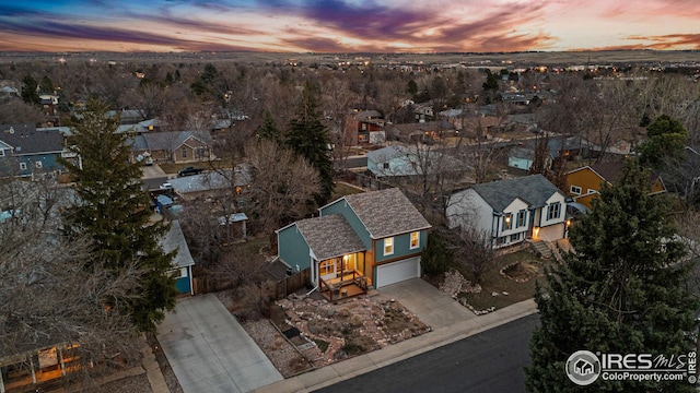 aerial view featuring a residential view