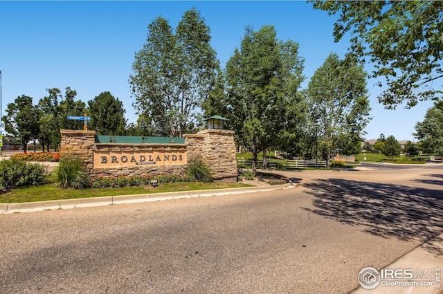 view of community sign