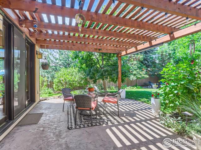 view of patio featuring outdoor dining area and fence