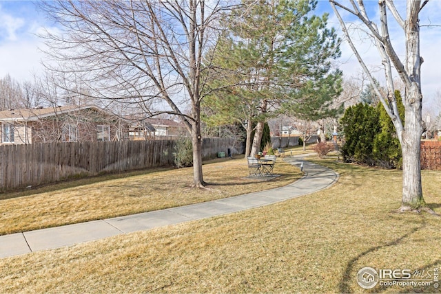 view of yard with fence