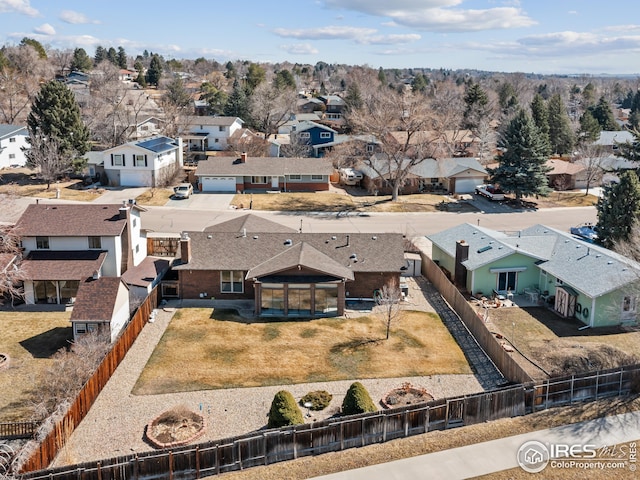 aerial view featuring a residential view