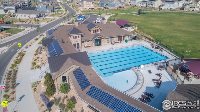 drone / aerial view featuring a residential view