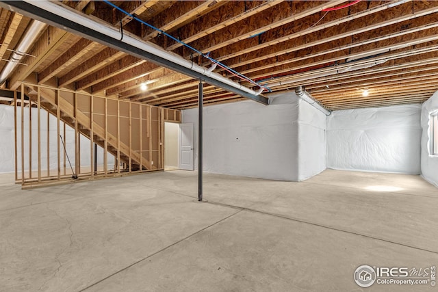 view of unfinished basement