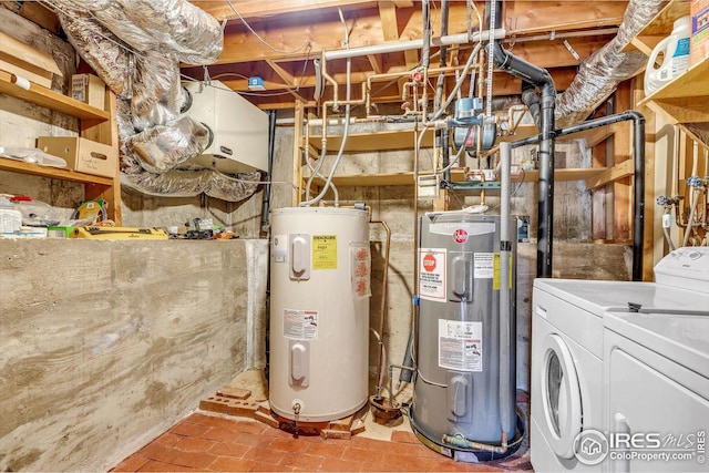 utility room featuring separate washer and dryer and electric water heater