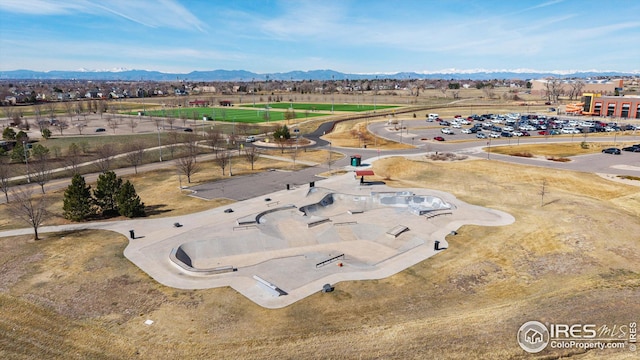 drone / aerial view with a mountain view