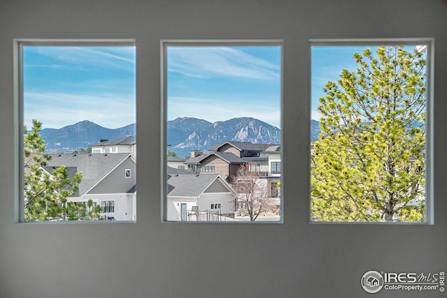 view of mountain feature with a residential view