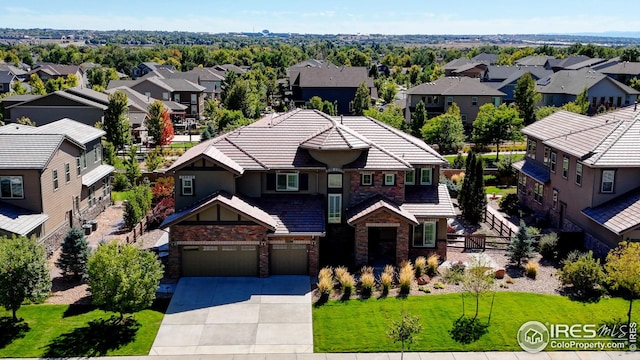 drone / aerial view with a residential view