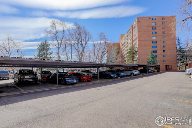 view of covered parking lot