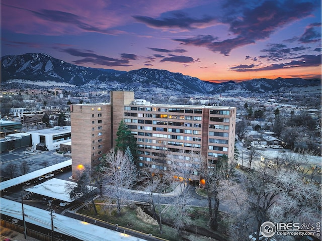 exterior space featuring a mountain view