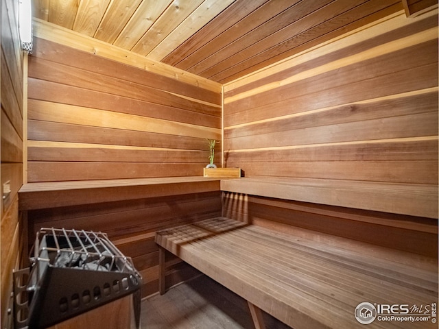 view of sauna
