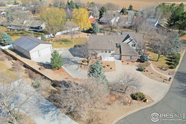 bird's eye view featuring a residential view