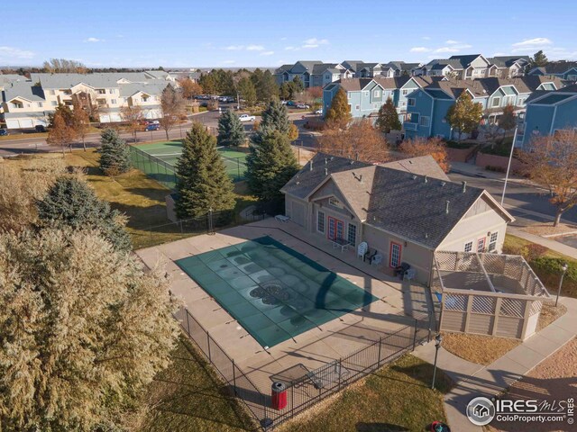 drone / aerial view with a residential view