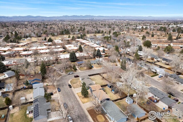 12901 E Idaho Dr, Aurora, CO 80012 - bird's eye view featuring a mountain view and a residential view
