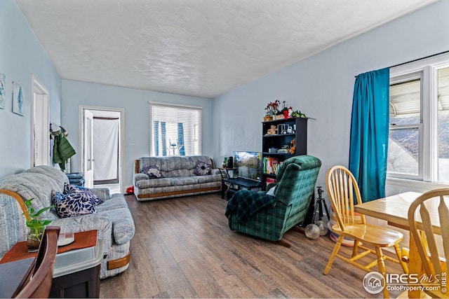 919 State St, Fort Morgan, CO 80701 - living room with wood finished floors and a textured ceiling