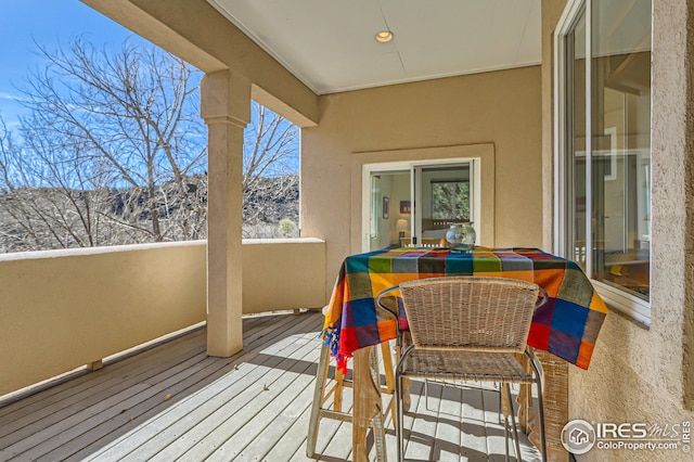 deck with a mountain view