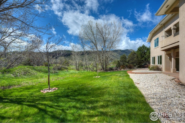 view of yard with a mountain view