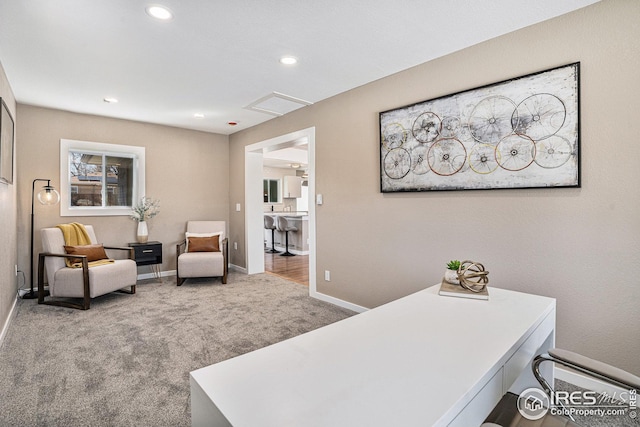 191 Emerald St, Broomfield, CO 80020 - home office with carpet, baseboards, and recessed lighting