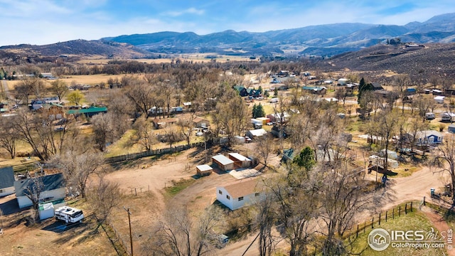 drone / aerial view of a mountainous background