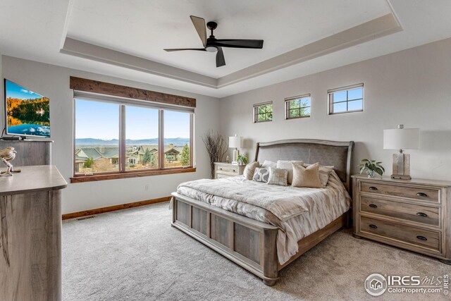 3865 Valley Crest Dr, Timnath, CO 80547 - bedroom with a raised ceiling and light colored carpet