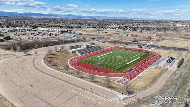 aerial view with a mountain view