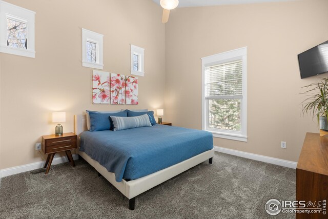 1016 Katy Ln, Longmont, CO 80504 - carpeted bedroom featuring baseboards and a towering ceiling