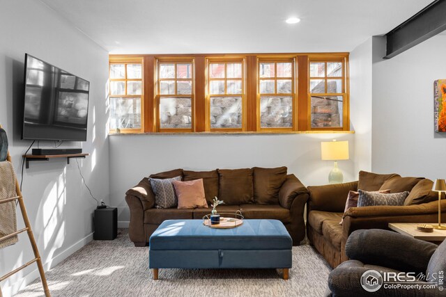 1016 Katy Ln, Longmont, CO 80504 - living room with carpet floors, baseboards, and recessed lighting