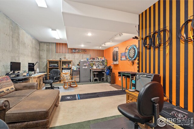 interior space featuring carpet flooring